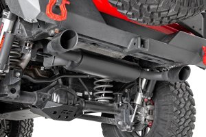 Jeep Wrangler Unlimited Performance Exhaust - Rough Country - Dual Outlet - Matte Black - '18-'25